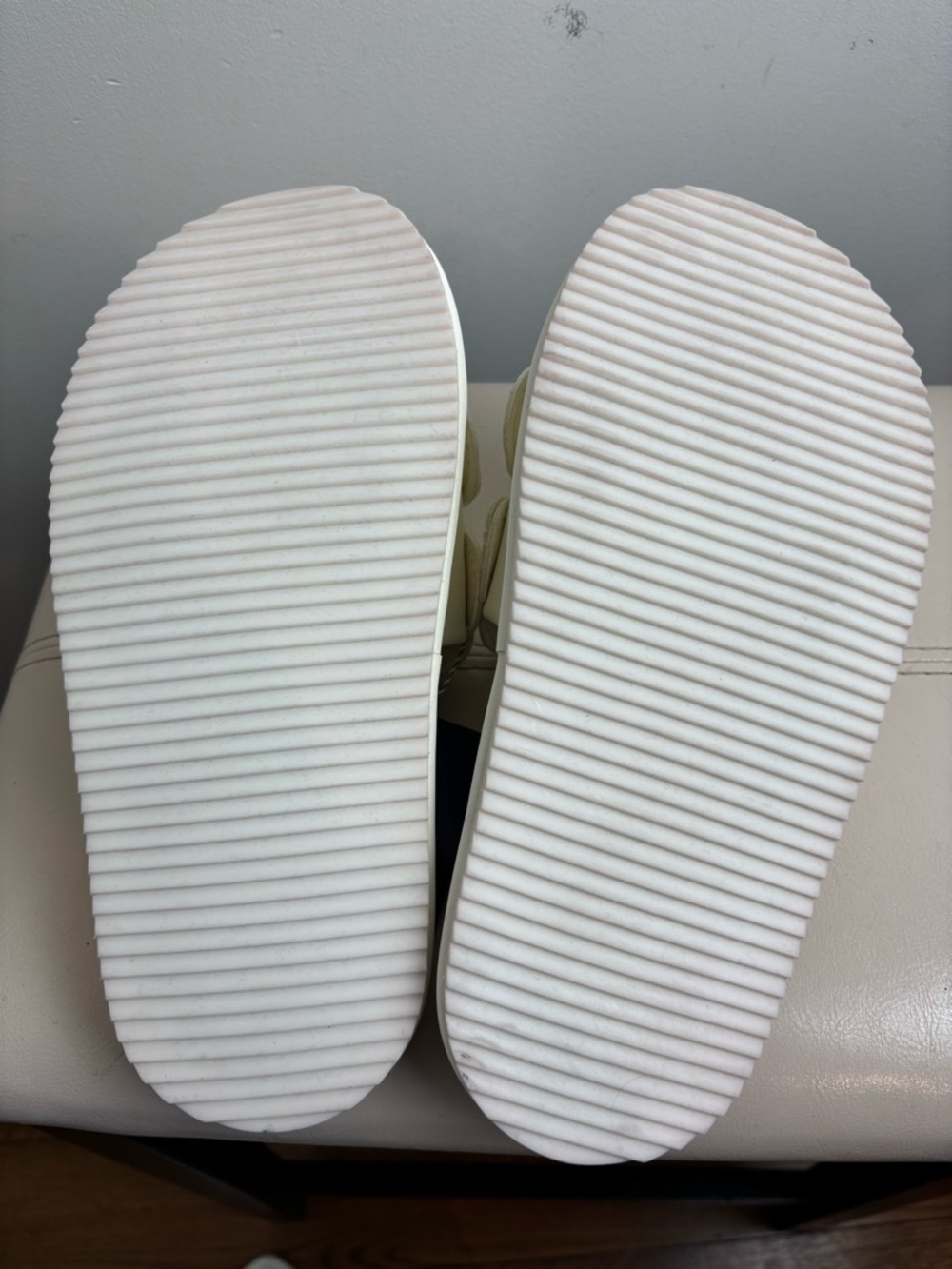 Farm Rio Monstera Leaf Sandal Platform Slides White Adjustable Tropical 9 NWT - Picture 5 of 9